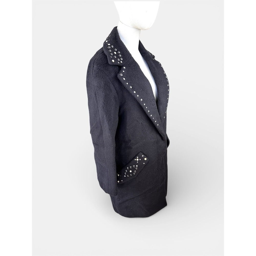 Coach 1941 NWT SZ2 Black Studded Pearl Embellished Wool Mohair Blend midi jacket - Picture 3 of 13